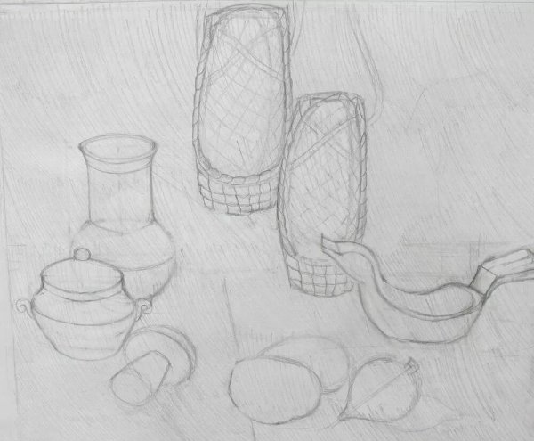 Зарисовки с натуры натюрморта