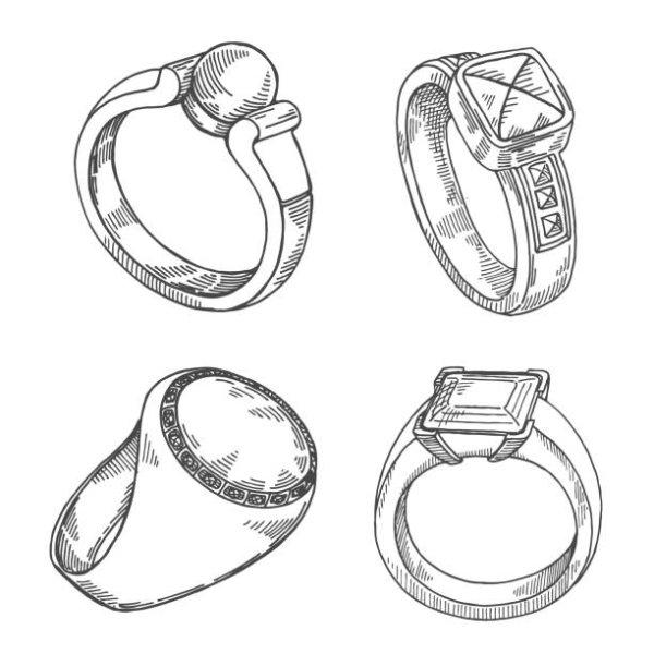 Эскиз кольца с камнем