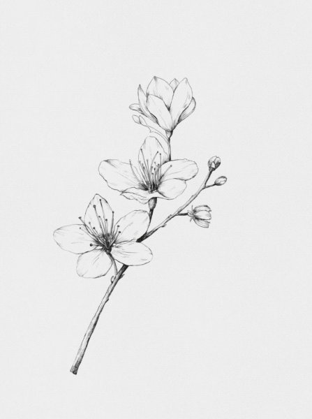 Ветка Сакуры тату эскиз