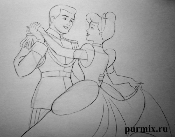 Принц с принцессой карандашом