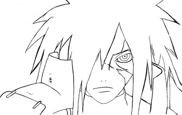 Учиха Мадара лицо карандашом