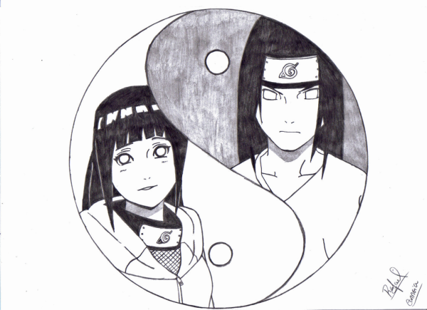 Неджи и Хината карандашом