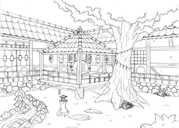 Во дворе. Раскраска