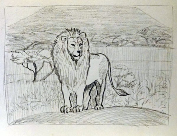 Животные зоопарка карандашом