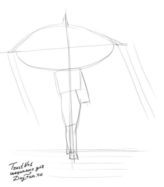 Зарисовка человека с зонтом