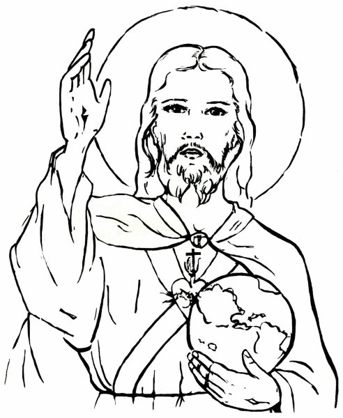 Икона Иисуса Христа карандашом