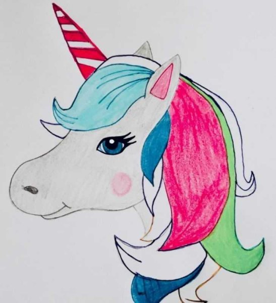 Единорог для срисовки карандашом легкие