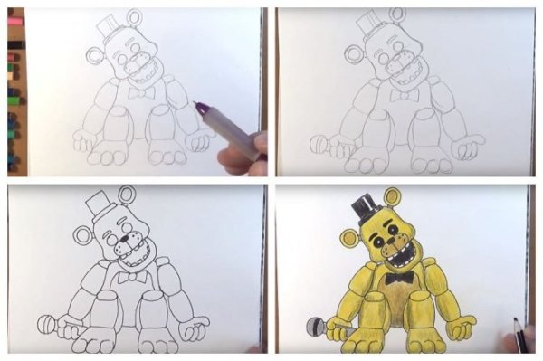 Нарисовать АНИМАТРОНИКА Голден Фредди