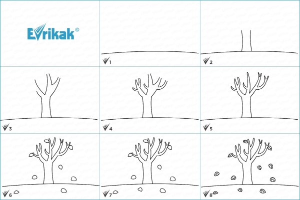 Как нарисовать листопад поэтапно