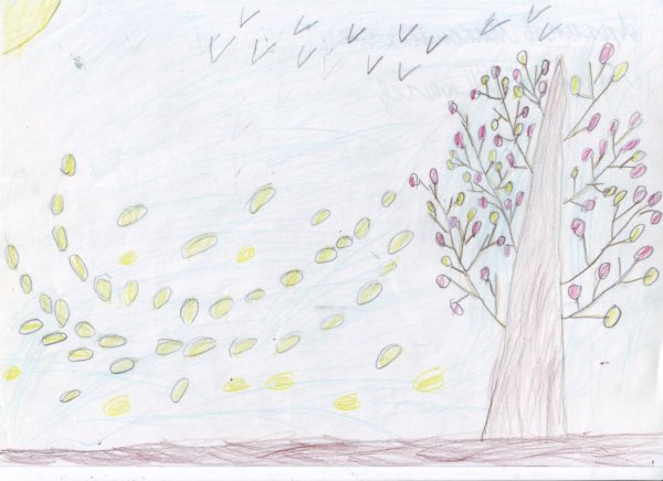 Осенние листопады рисунки карандашом красивые