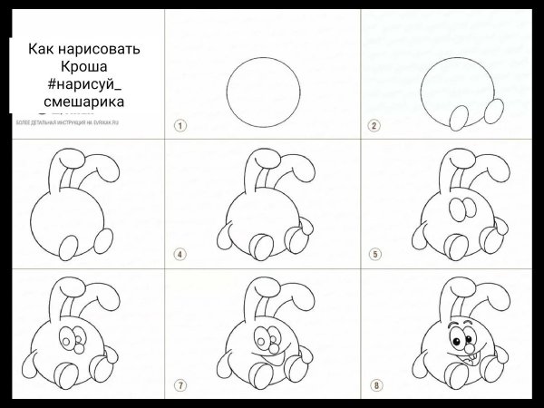 Нарисовать Кроша из смешариков поэтапно