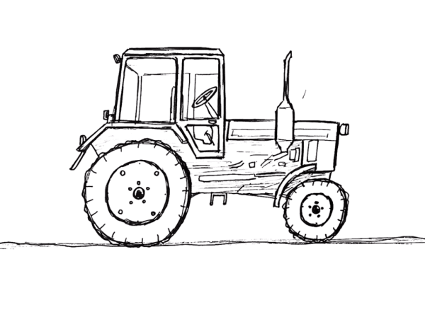 Раскраска трактор МТЗ 80 С плугом