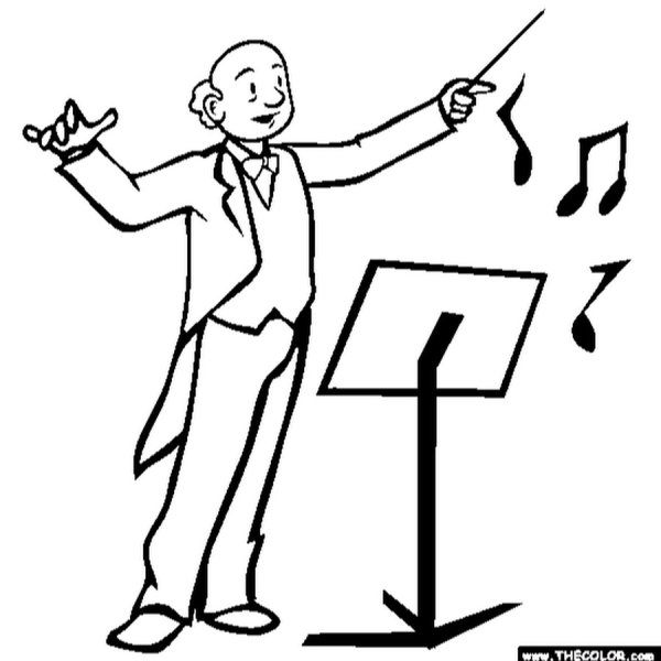 Дирижер раскраска для детей