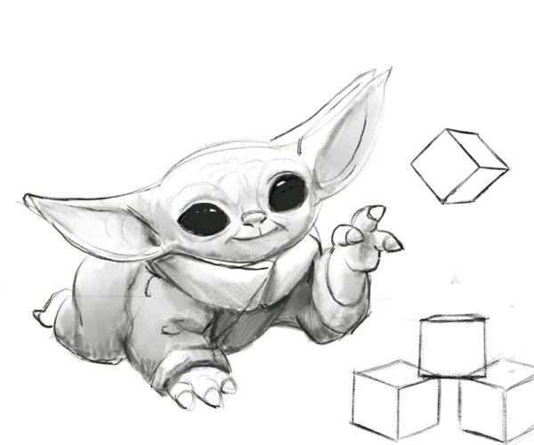 Маленький йода раскраска