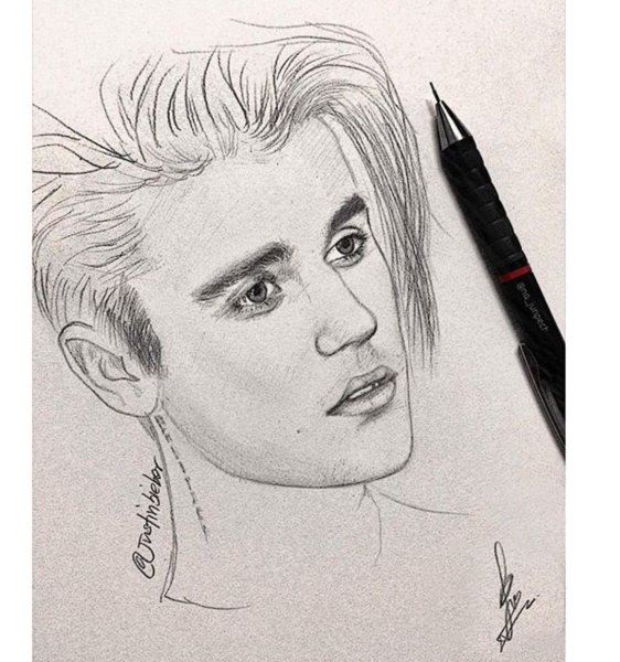 Джастин Бибер портрет карандашом