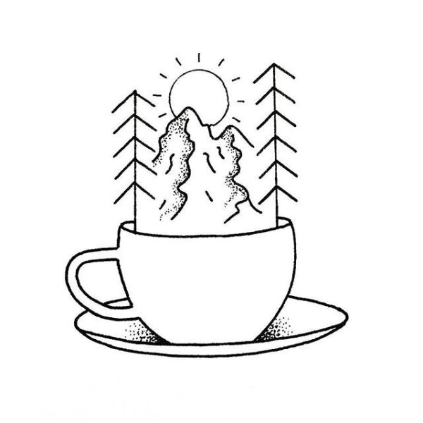 Рисунок чашки для срисовки