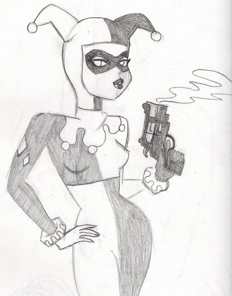 Нарисовать Харли Квинн карандашом