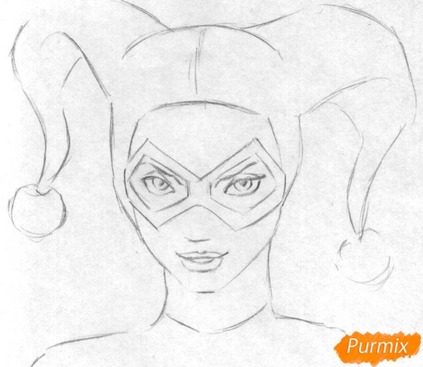 Нарисовать Харли Квинн карандашом поэтапно