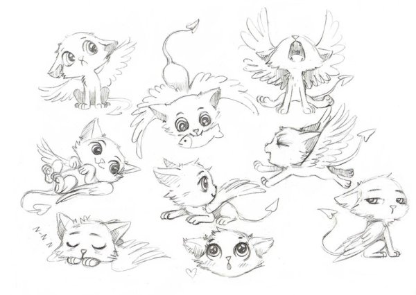 Рисунки карандашом для срисовки аниме животные