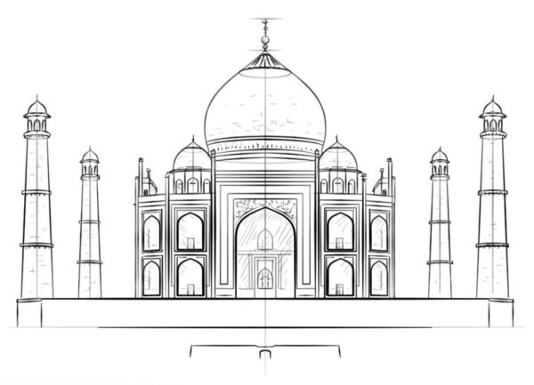 Раскраска храм Тадж Махал Индия