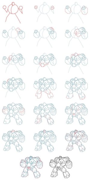 Пошаговое рисование карандашом робот