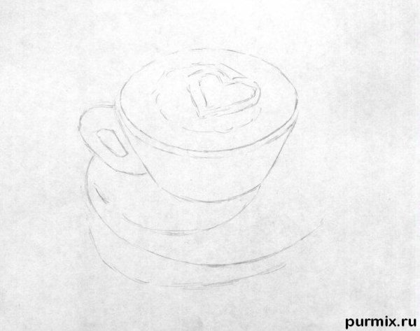 Чашка рисунок карандашом поэтапно