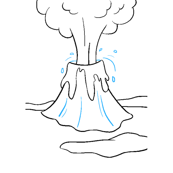 Извержение вулкана карандашом