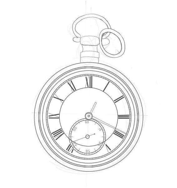 Рисунок часов карандашом