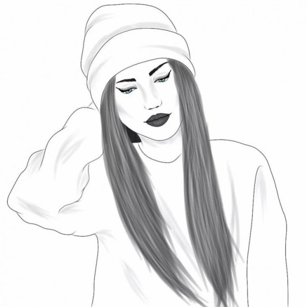 Девушка чб рисунок