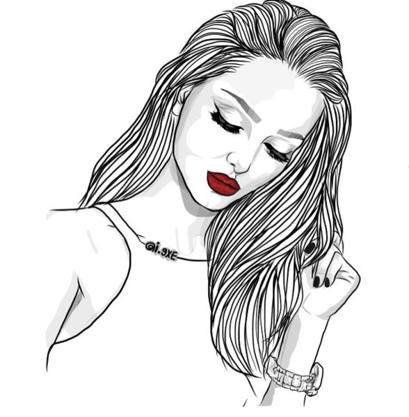 Черно белые рисунки девушек для срисовки