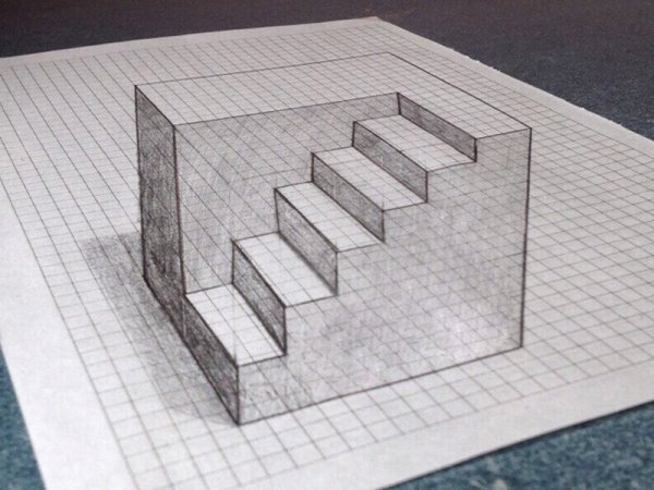 Как нарисовать ступени карандашом