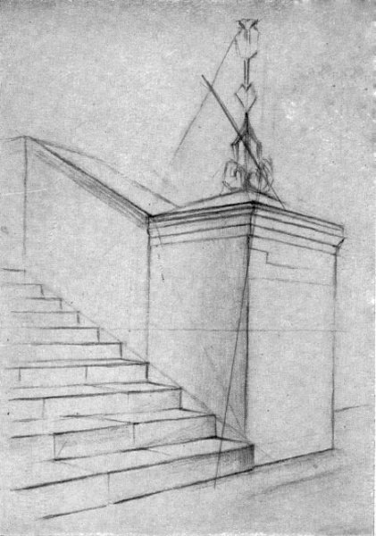 Объёмная лестница карандашом