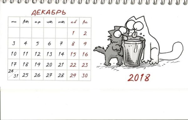 Календарь декабрь 2020 кот Саймон