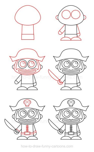 Рисунок пирата для детей легкий