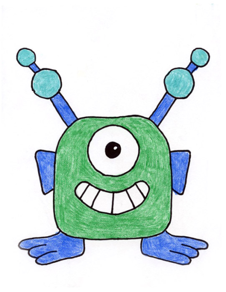 Трафарет инопланетянина для детей