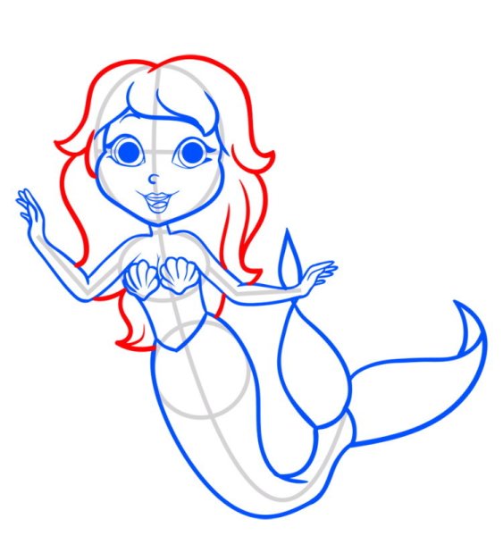Поэтапное рисование русалки