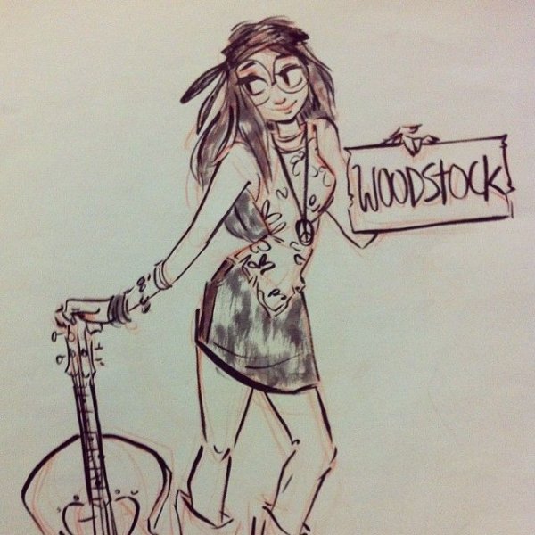 Рисунки в стиле хиппи карандашом