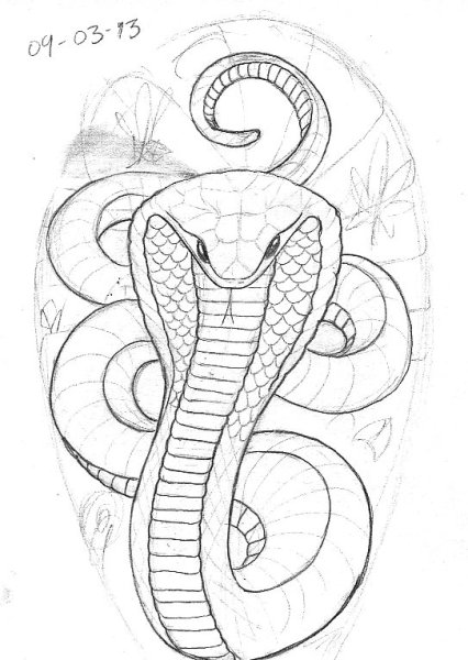 Змея карандашом для срисовки