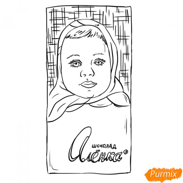 Рисунок шоколадки карандашом