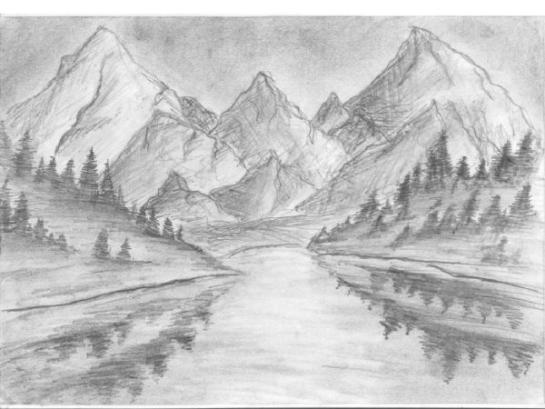 Пейзаж карандашом