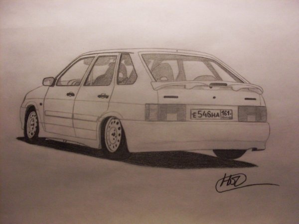 Рисунок ВАЗ 2114 спереди БПАН