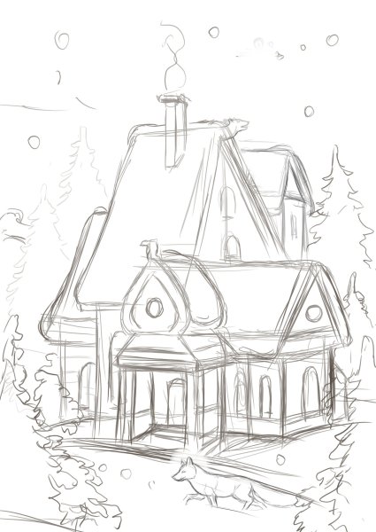 Домик набросок