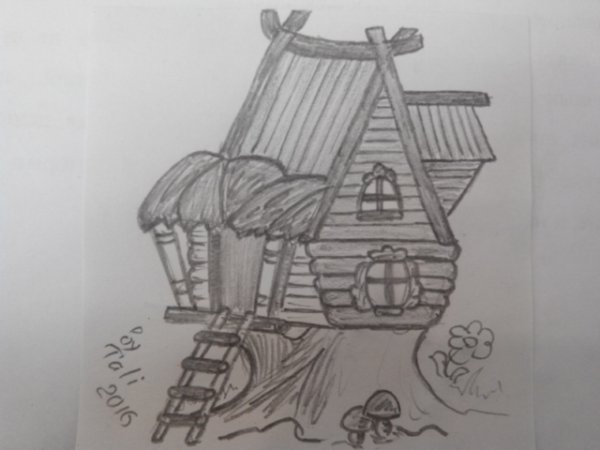 Избушка на курьих ножках карандашом