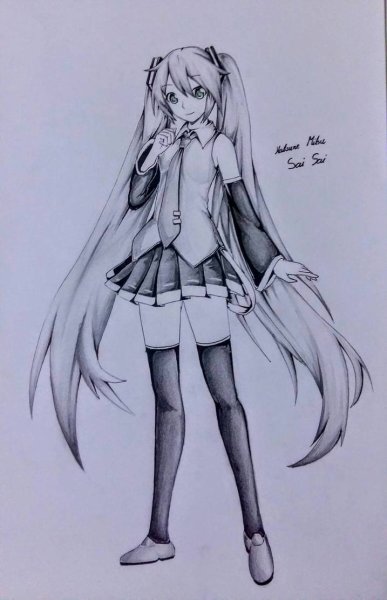 Хацуне Мику рисунок карандашом