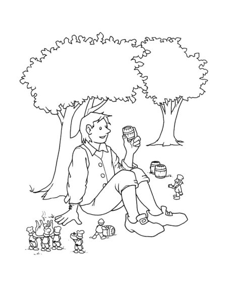 Гулливер раскраска для детей