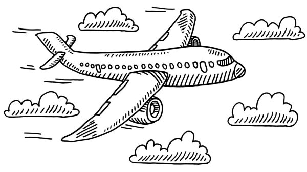 Самолет в небе раскраска