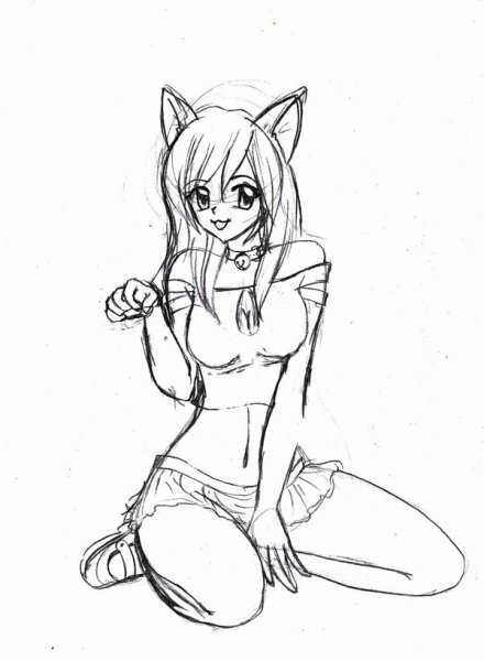 Девушка кошка для срисовки