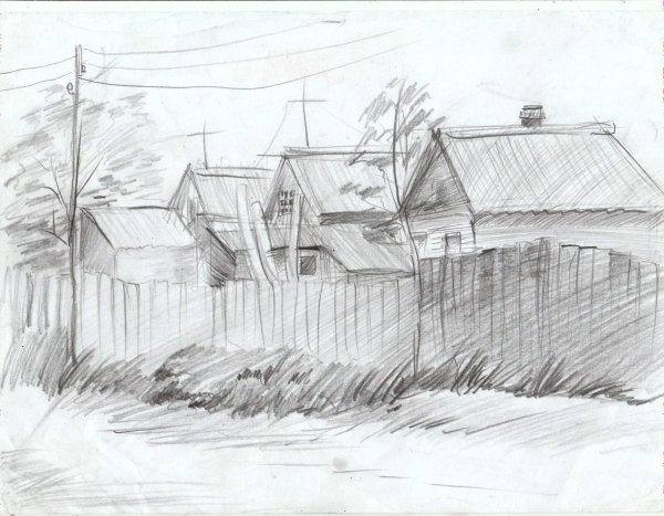 Пленэрные зарисовки карандашом