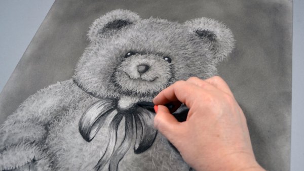 Зимний пейзаж углем