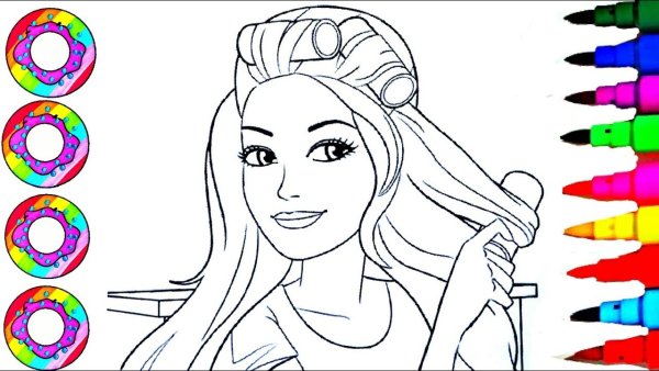 Барби рисунок цветной